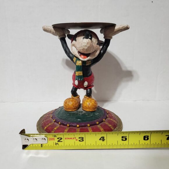 Disneyland Resort Jim Shore Mickey Mouse Candle Holder Disney Parks Xmas Winter - Picture 10 of 11